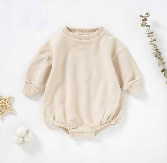 Sweater Bubble Romper - French Terry: Oatmeal