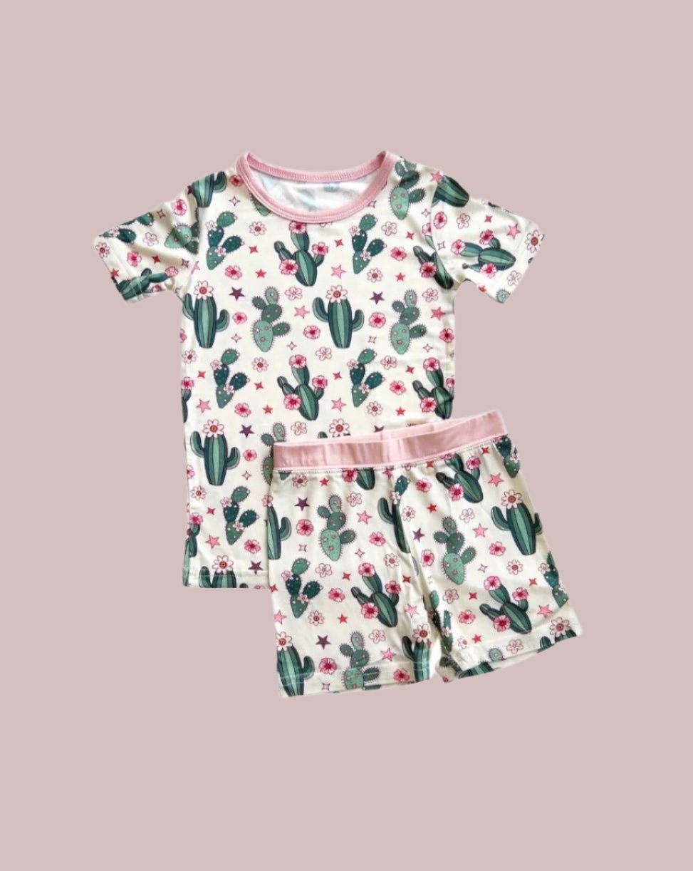 Bamboo Two Piece Shorts Set | Cactus Flowers