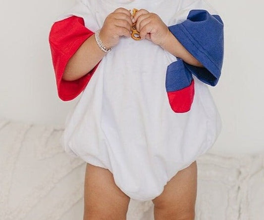 Red White & Blue Colorblock T-Shirt Romper